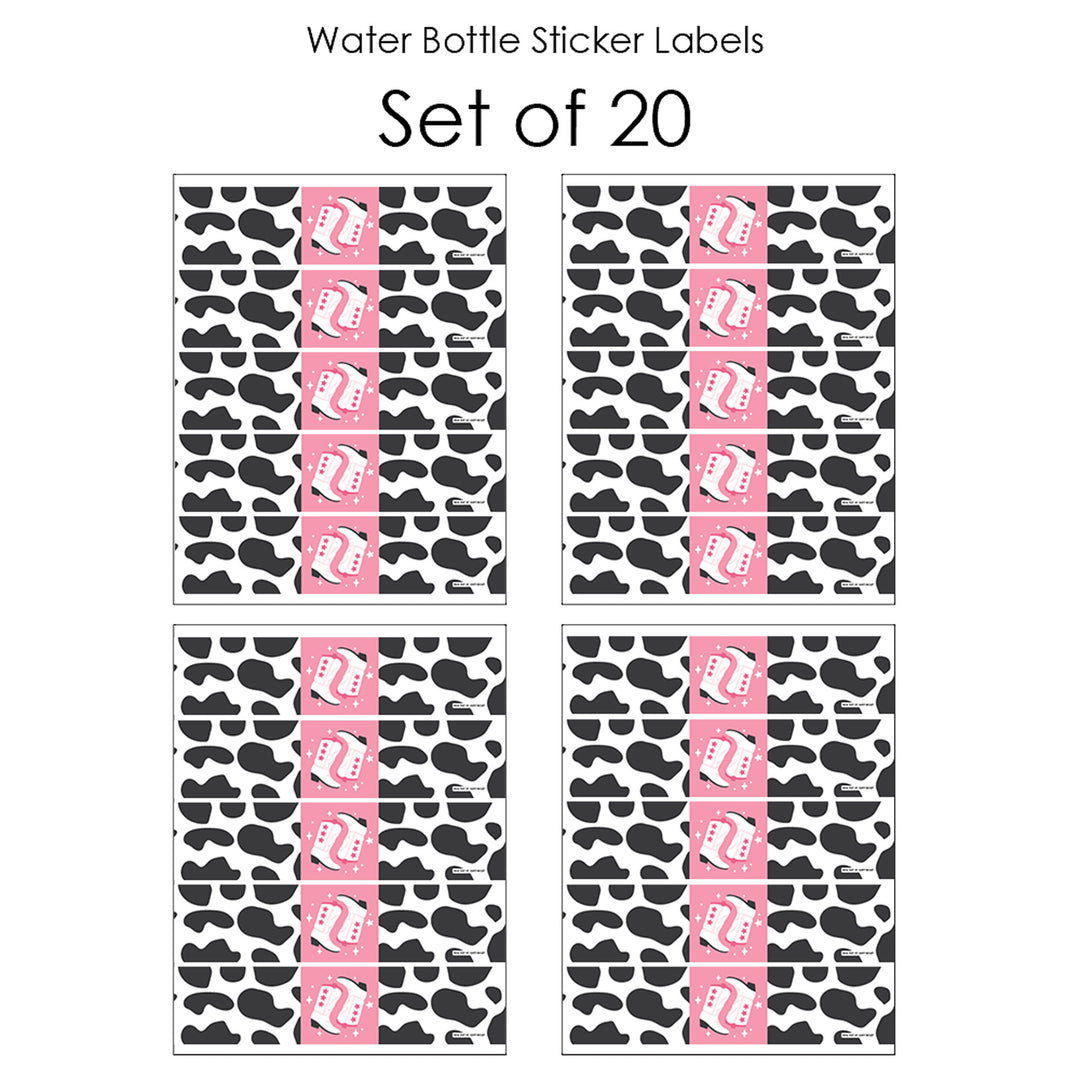 Rodeo Cowgirl - Pink Western Party Water Bottle Sticker Labels - Set of 20