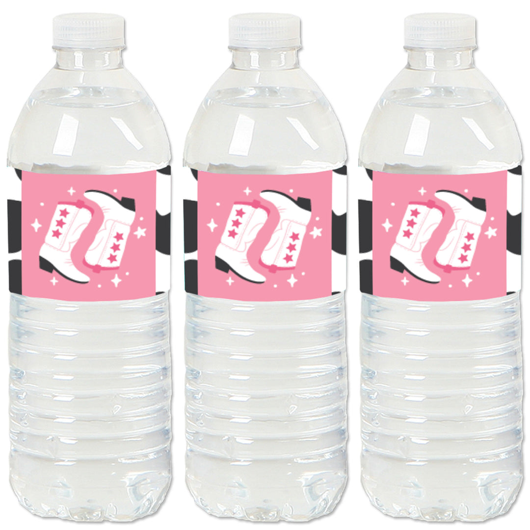 Rodeo Cowgirl - Pink Western Party Water Bottle Sticker Labels - Set of 20