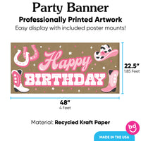 Western birthday banner 48x22.5 inches with 8 mounts