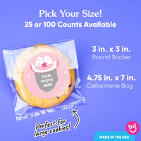 Custom Face Stickers & Clear Cookie Bags - Rodeo Cowgirl