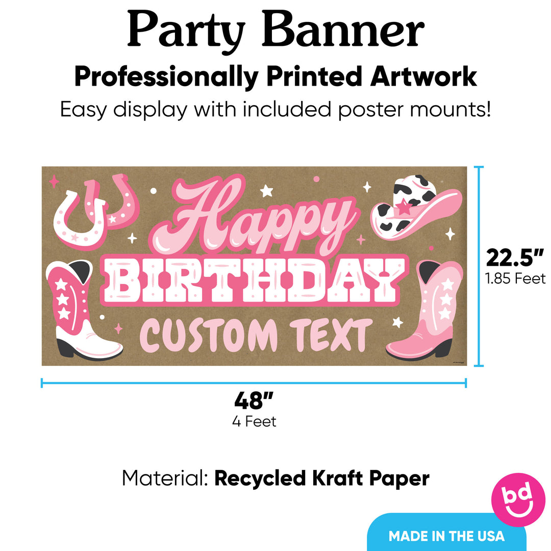 48x22.5 cowgirl kraft banner with 8 included poster mounts
