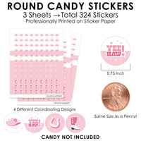 Rodeo Cowgirl - Pink Western Party Small Round Candy Stickers - Party Favor Labels - 324 Count