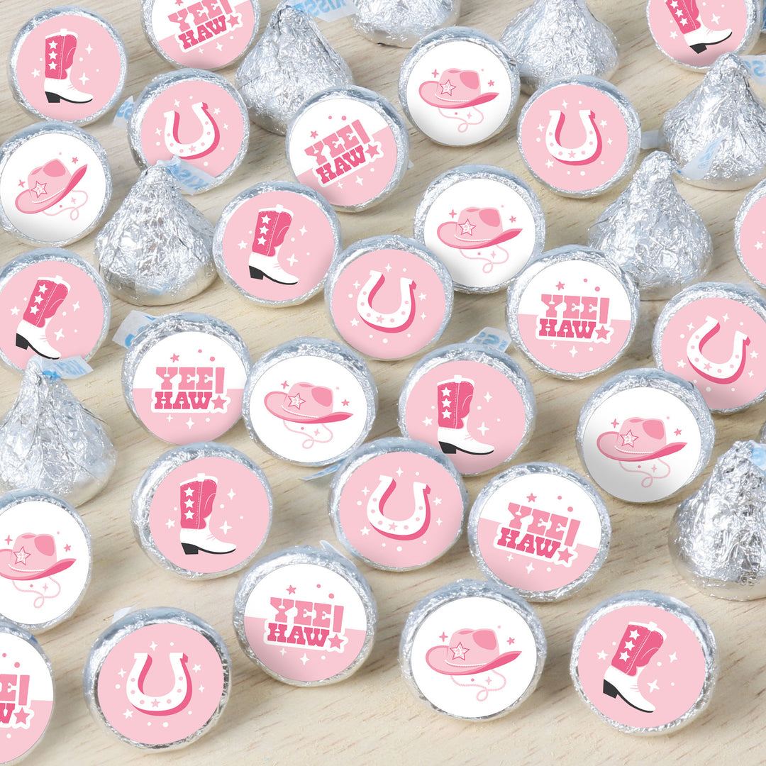 Rodeo Cowgirl - Pink Western Party Small Round Candy Stickers - Party Favor Labels - 324 Count