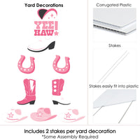 Rodeo Cowgirl - Yard Sign and Outdoor Lawn Decorations - Pink Western Party Yard Signs - Set of 8
