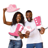 Rodeo Cowgirl - Yard Sign and Outdoor Lawn Decorations - Pink Western Party Yard Signs - Set of 8