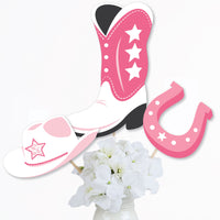 Rodeo Cowgirl - Pink Western Party Centerpiece Sticks - Table Toppers - Set of 15
