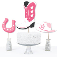 Rodeo Cowgirl - Pink Western Party Centerpiece Sticks - Table Toppers - Set of 15