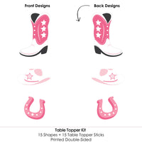 Rodeo Cowgirl - Pink Western Party Centerpiece Sticks - Table Toppers - Set of 15
