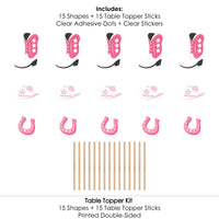 Rodeo Cowgirl - Pink Western Party Centerpiece Sticks - Table Toppers - Set of 15