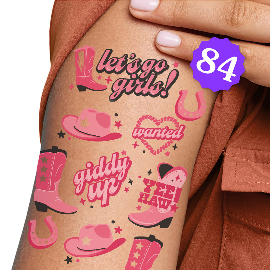 Rodeo Cowgirl Temporary Tattoos - 84 Ct