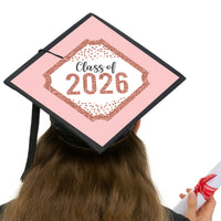 Rose Gold Grad - 2026 Graduation Cap Decorations Kit - Grad Cap Cover