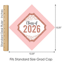 Rose Gold Grad - 2026 Graduation Cap Decorations Kit - Grad Cap Cover