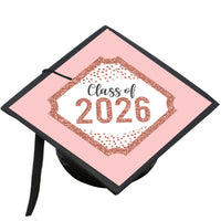 Rose Gold Grad - 2026 Graduation Cap Decorations Kit - Grad Cap Cover