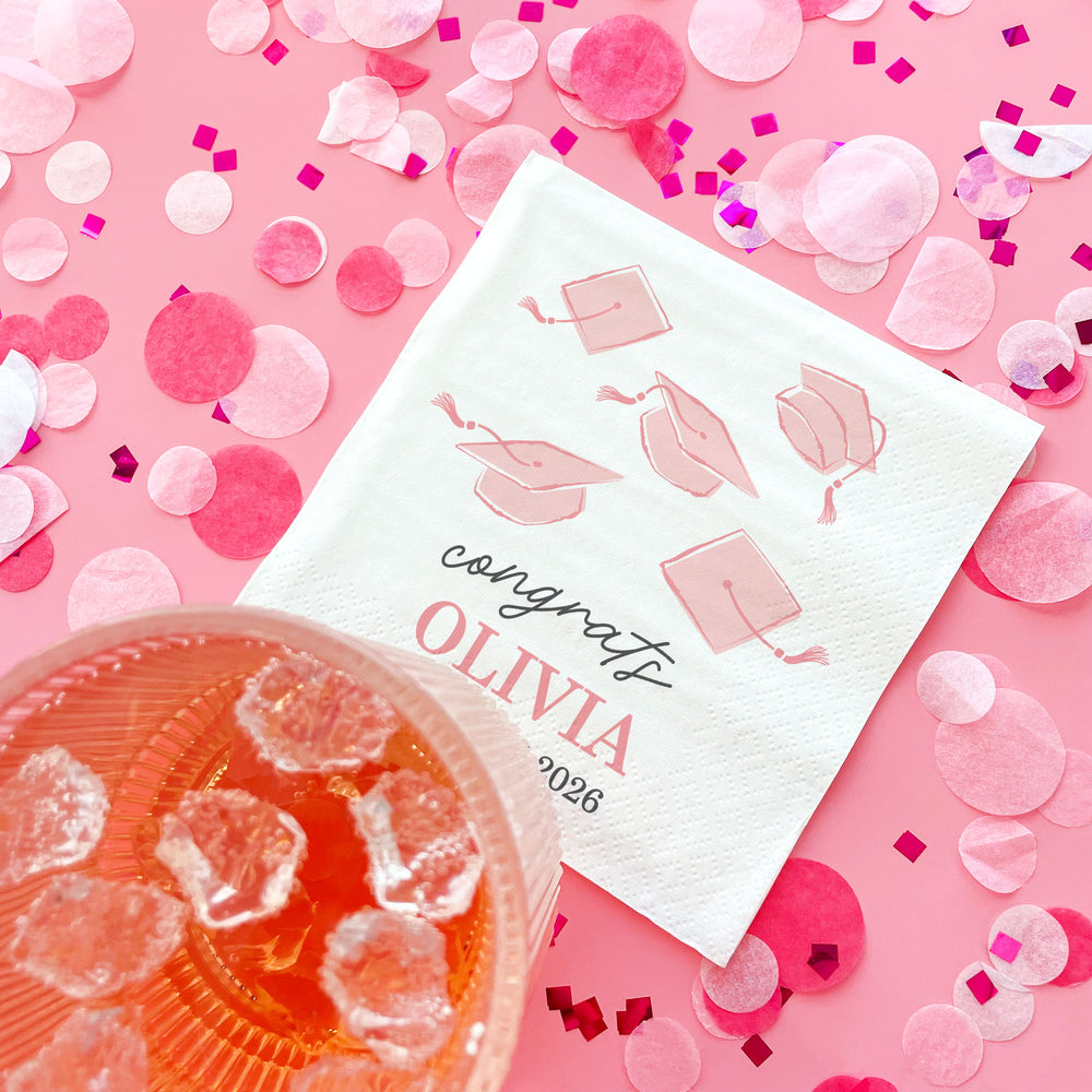 Custom Text - Rose Gold Grad Napkins