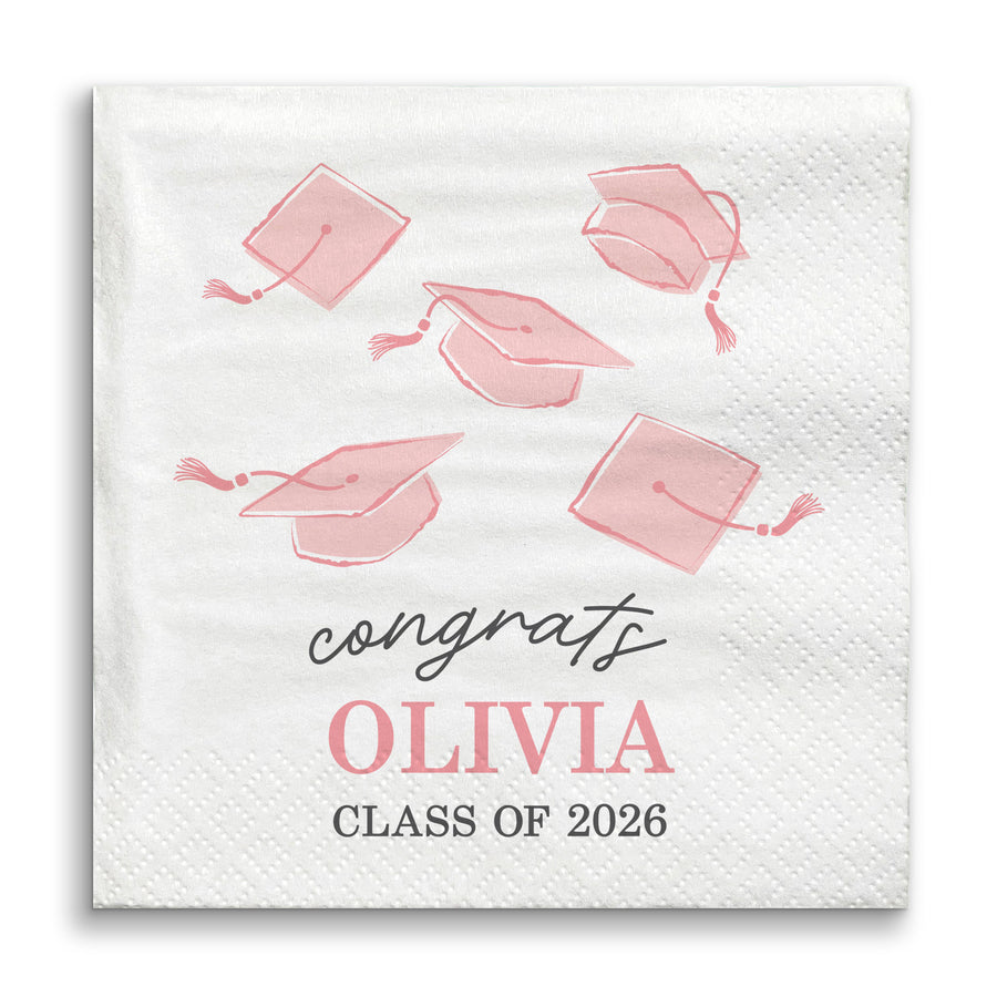 Custom Text - Rose Gold Grad Napkins