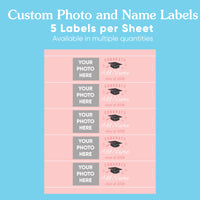 Custom Photo Rose Gold Graduation Water Bottle Labels