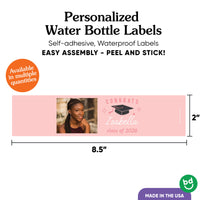 Custom Photo Rose Gold Graduation Water Bottle Labels