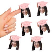 Custom Rose Gold Grad Cap Fun Face Cut-Out Stickers - Set of 24