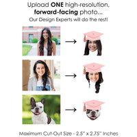Custom Fun Face Pastel Grad Cap Treat Picks - 24 Ct