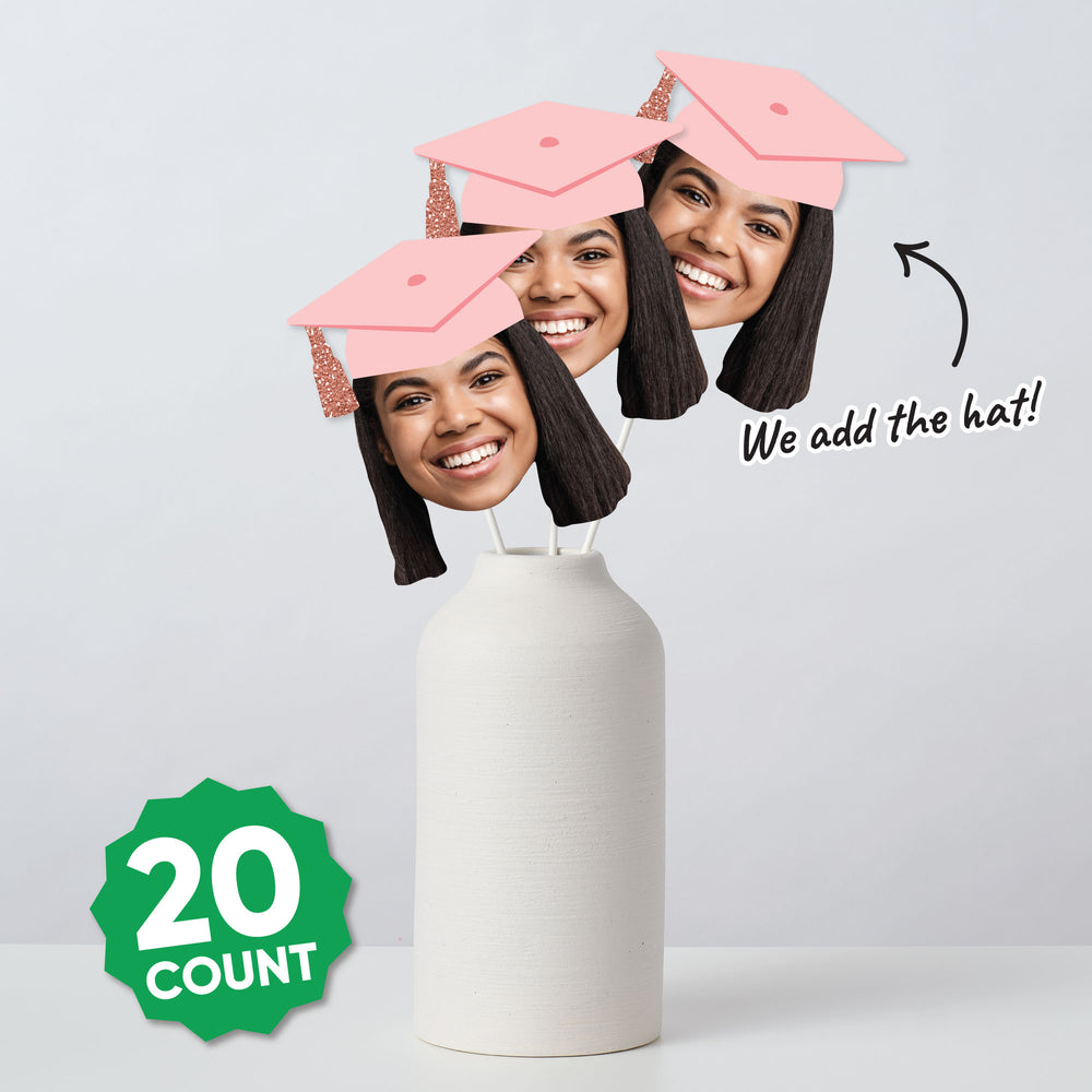 Custom Fun Face Rose Gold Grad Cap Essentials - 20 Ct