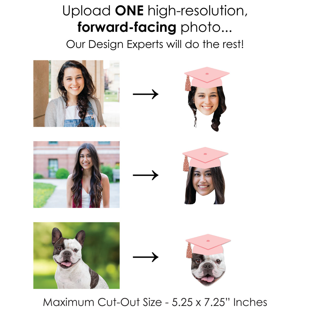 Custom Fun Face Rose Gold Grad Cap Essentials - 20 Ct