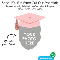Custom Fun Face Rose Gold Grad Cap Essentials - 20 Ct
