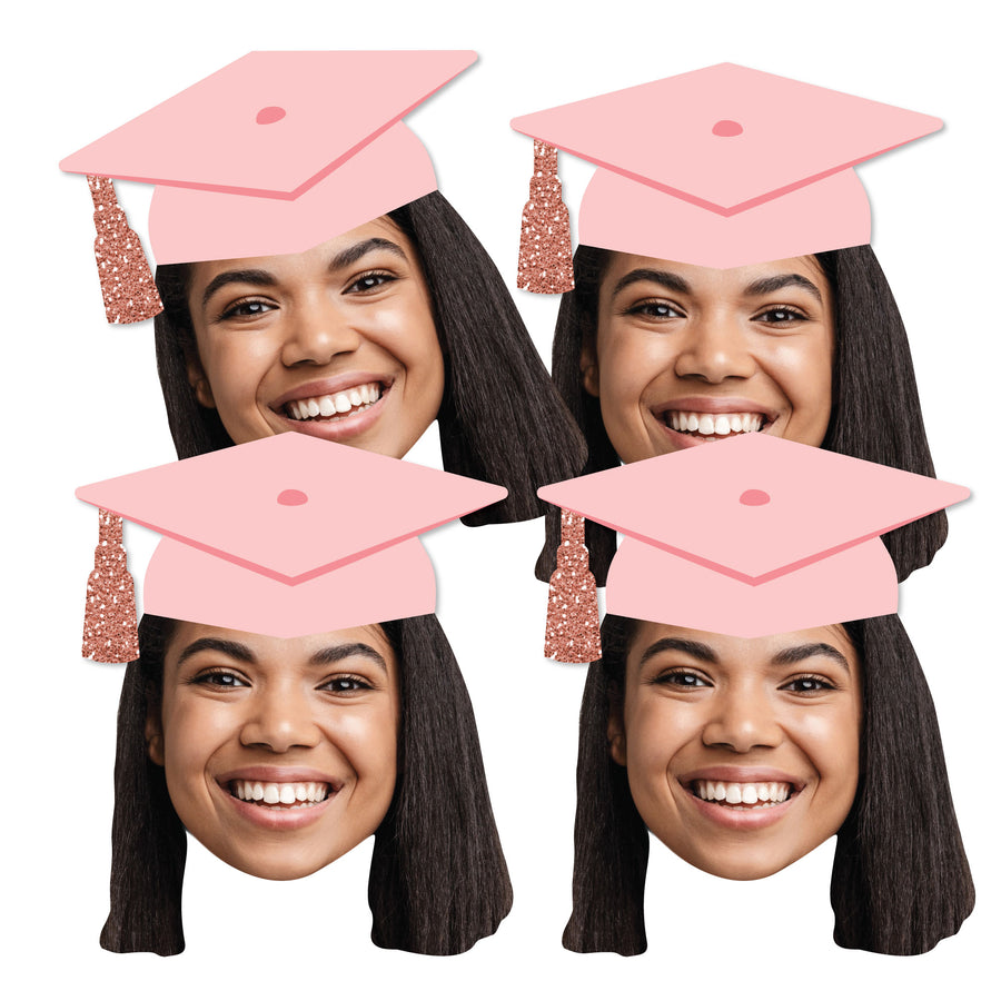 Custom Fun Face Rose Gold Grad Cap Essentials - 20 Ct