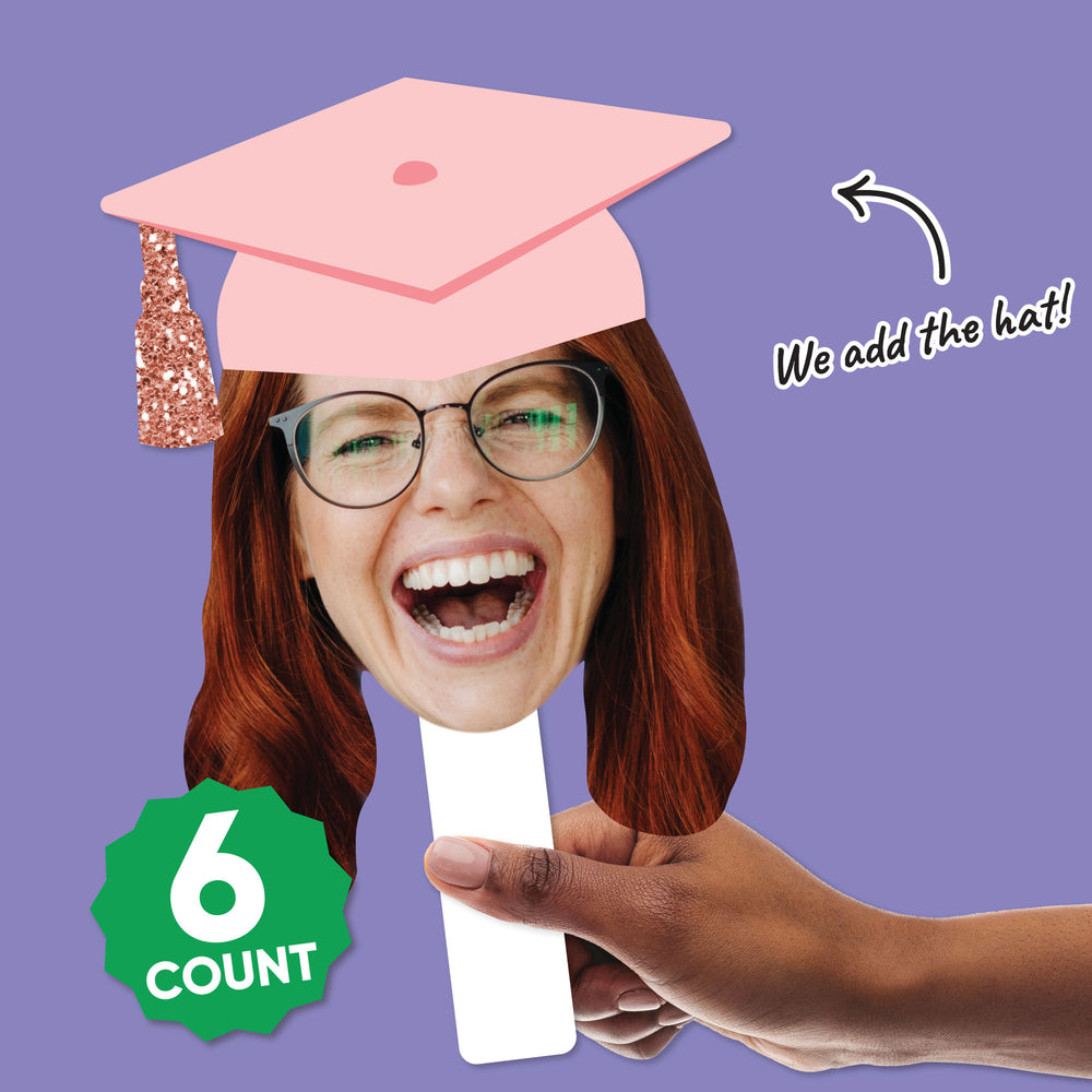 Custom Fun Face Rose Gold Grad Paddles - 6 Ct