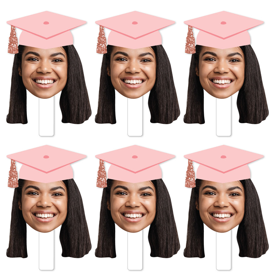 Custom Fun Face Rose Gold Grad Paddles - 6 Ct