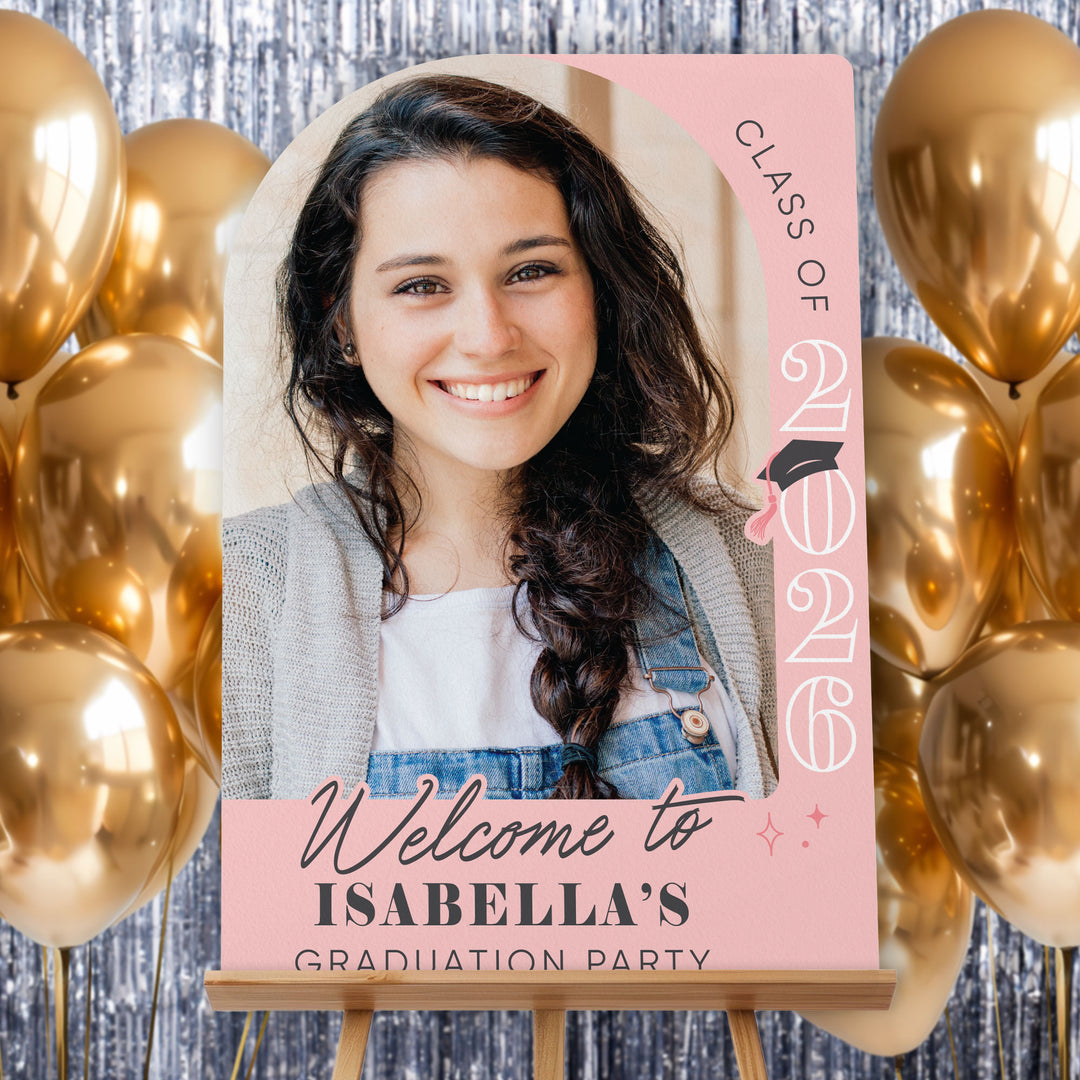 Custom Photo Grad Welcome Sign Rose Gold