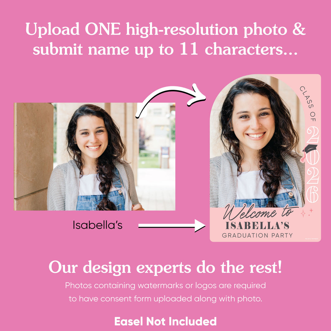 Custom Photo Grad Welcome Sign Rose Gold
