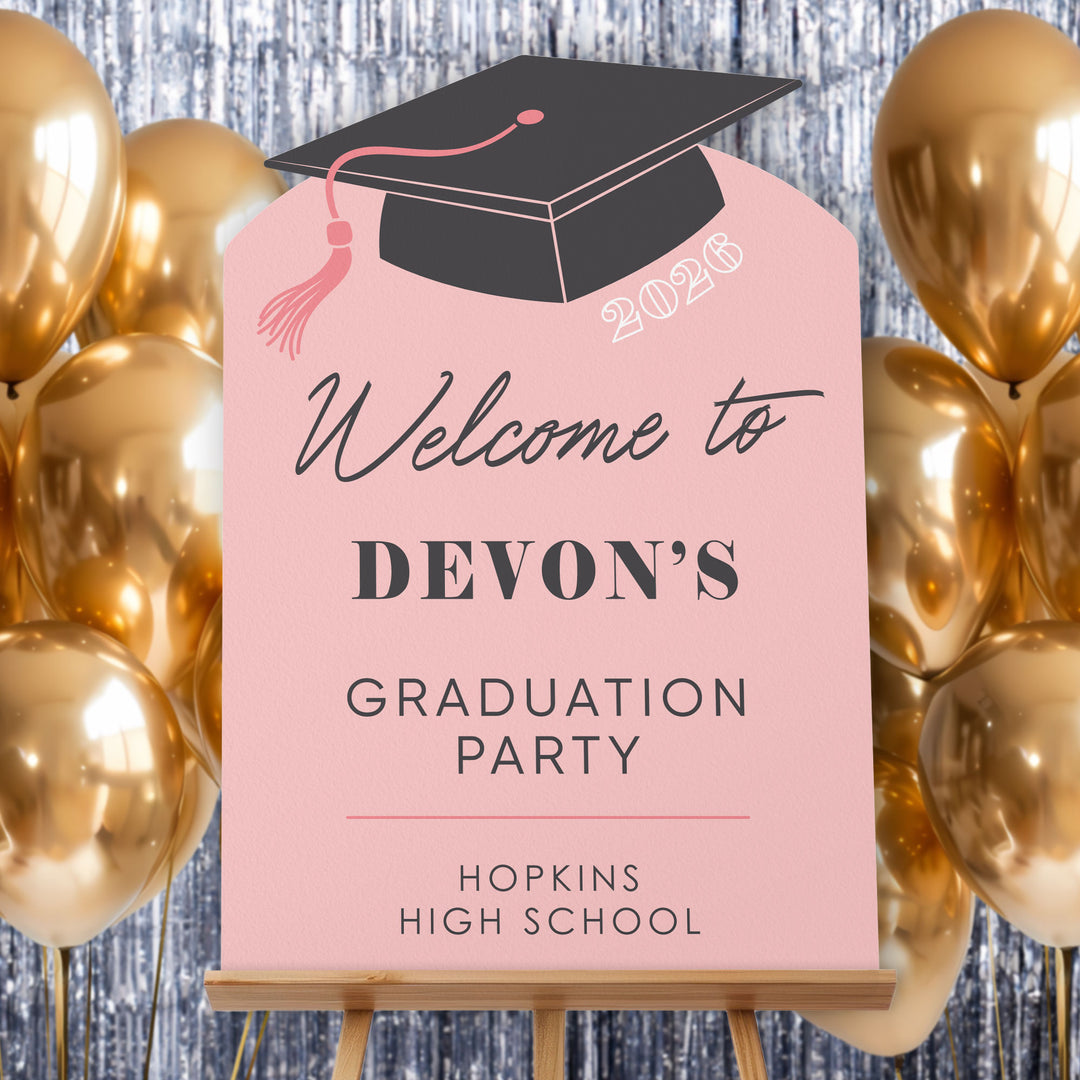 Custom Text Rose Gold Grad Welcome Sign