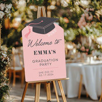 Custom Text Rose Gold Grad Welcome Sign