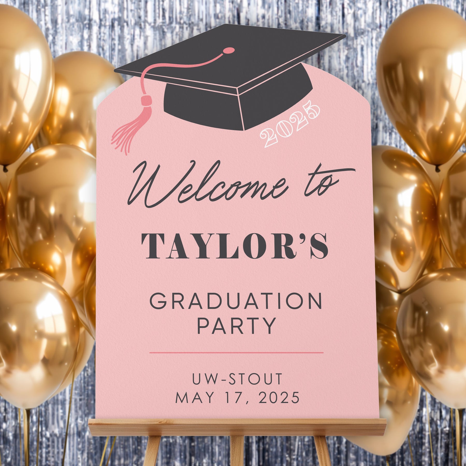 Personalized Rose Gold Graduation Welcome Sign, Class of 2025 Custom ...