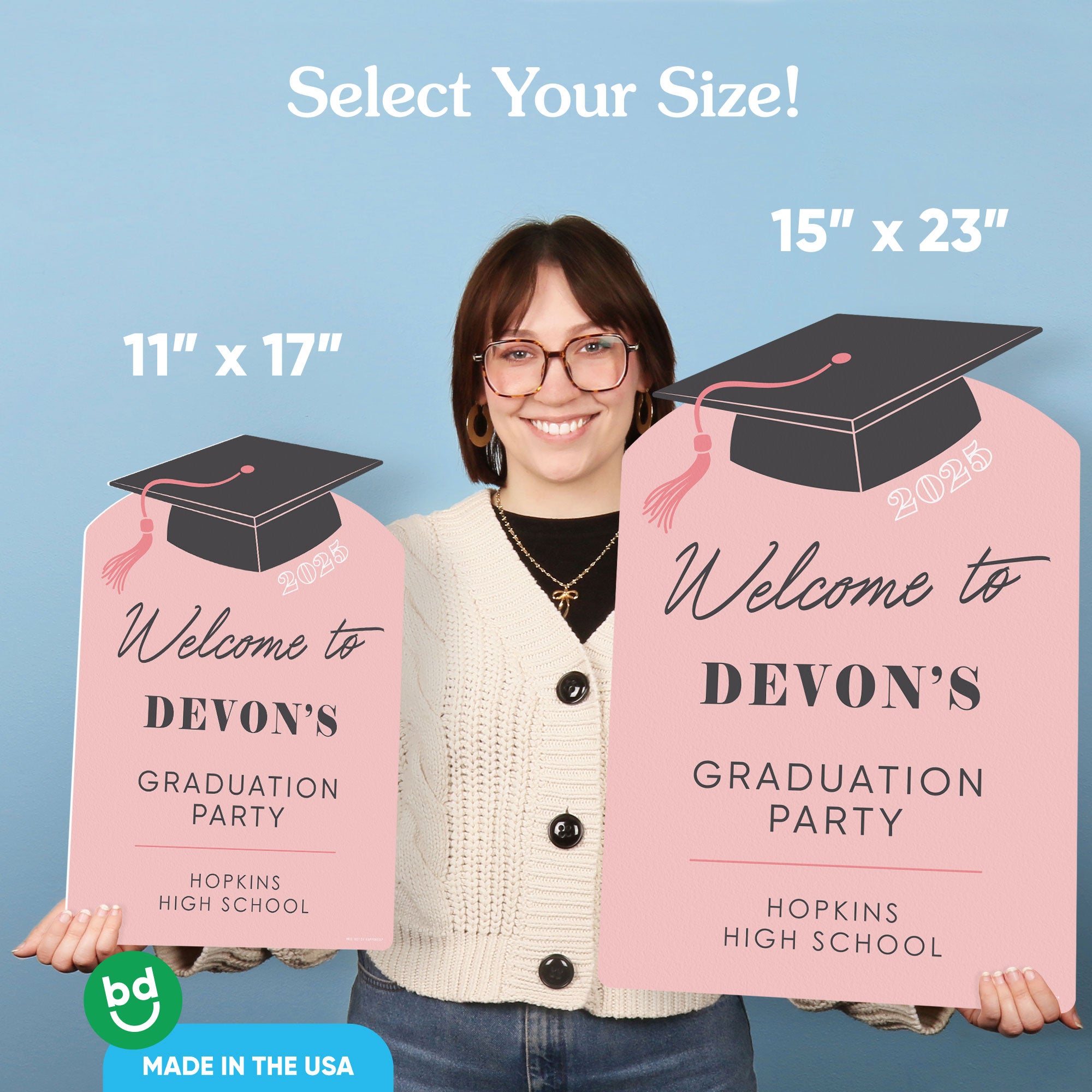 Personalized Rose Gold Graduation Welcome Sign, Class of 2025