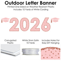 Rose Gold Grad - Large Graduation Party Decorations -  2026 - Outdoor Letter Banner