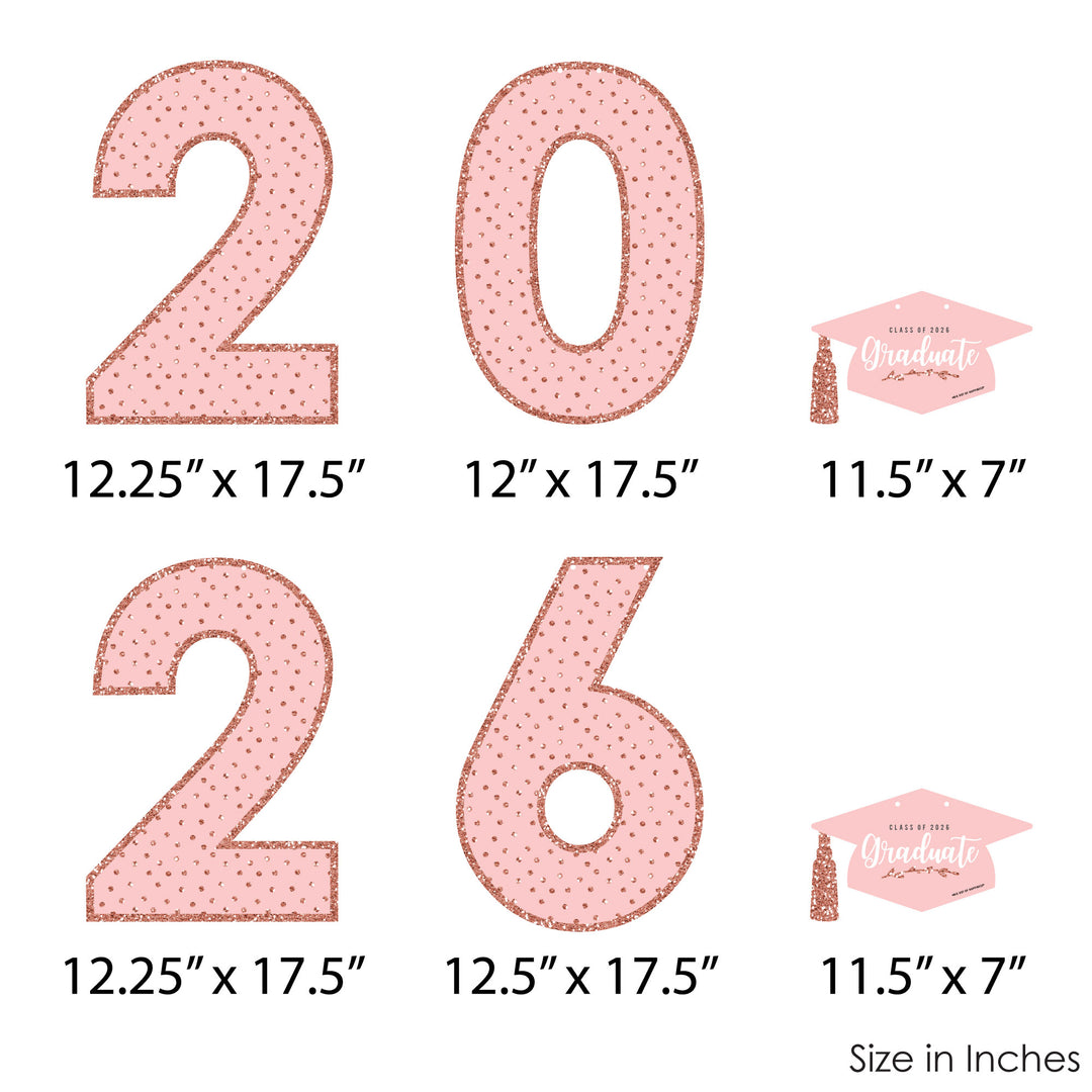 Rose Gold Grad - Large Graduation Party Decorations -  2026 - Outdoor Letter Banner