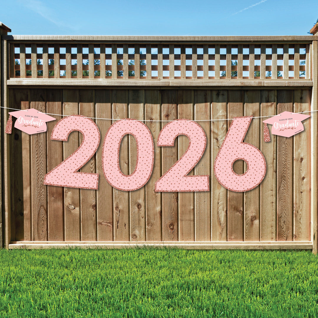 Rose Gold Grad - Large Graduation Party Decorations -  2026 - Outdoor Letter Banner
