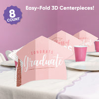 Rose Gold Graduation 3D Centerpieces - 8 Ct