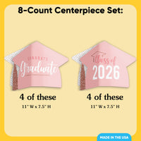Rose Gold Graduation 3D Centerpieces - 8 Ct