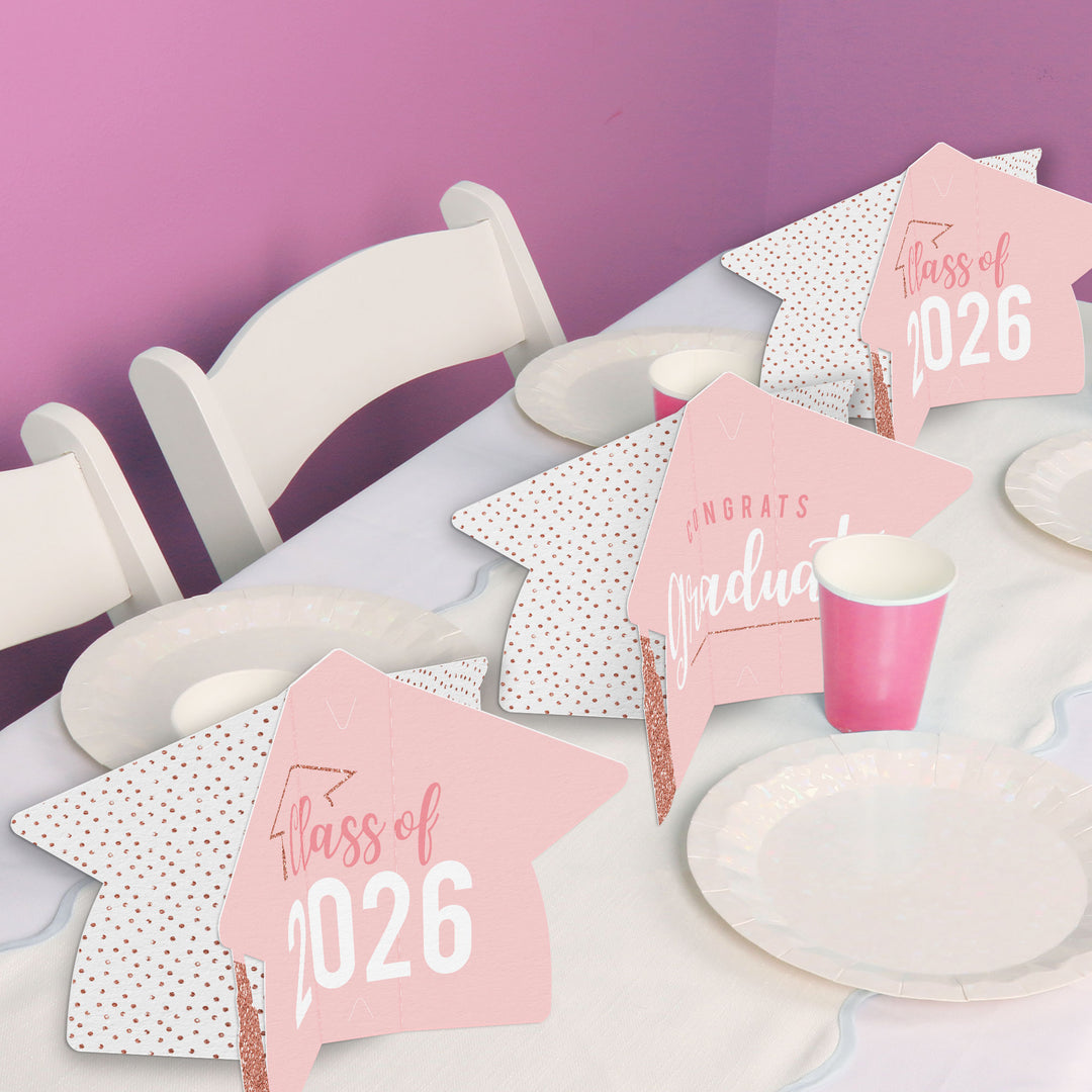 Rose Gold Graduation 3D Centerpieces - 8 Ct