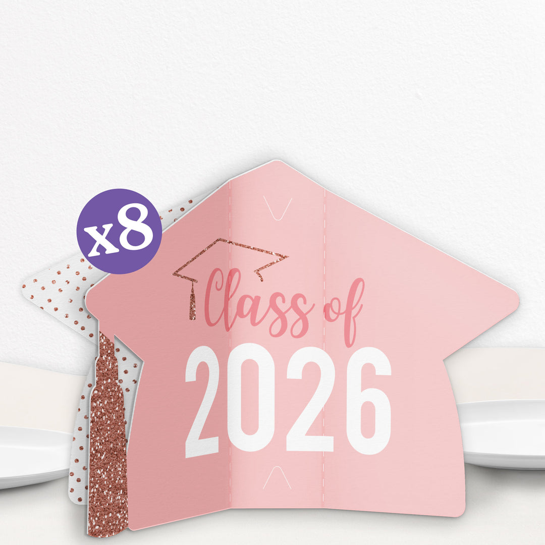 Rose Gold Graduation 3D Centerpieces - 8 Ct