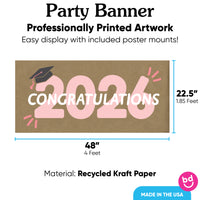 Rose gold Class of 2026 banner on kraft paper