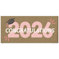 Rose gold Class of 2026 graduation kraft banner decor