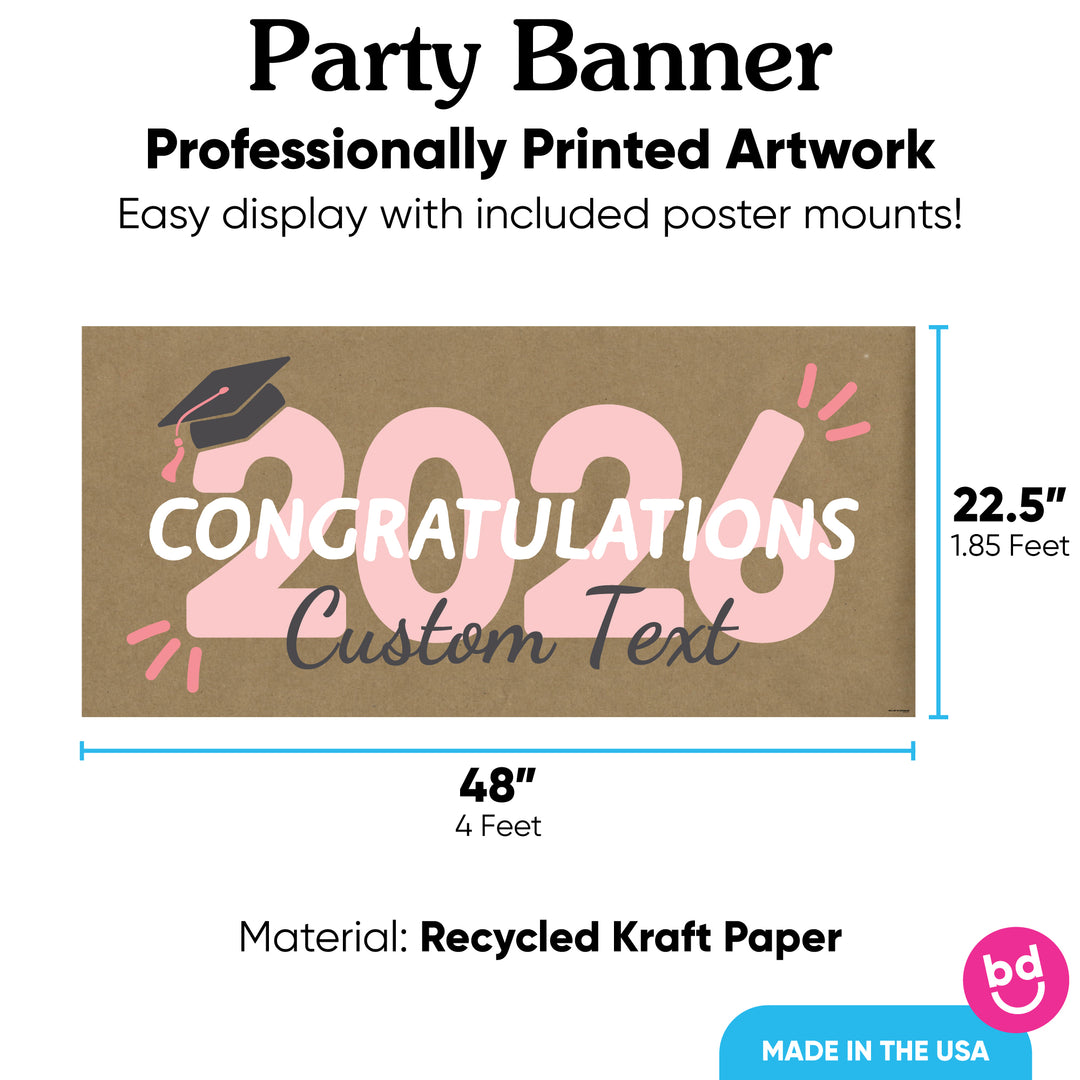 Rose gold Class of 2026 banner with mounts
