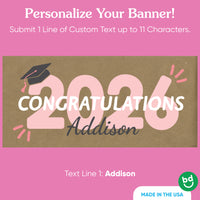 Custom name rose gold 2026 graduation banner