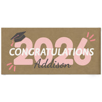 Rose gold Class of 2026 graduation kraft banner decor