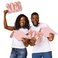Rose Gold Grad - Yard Sign & Outdoor Lawn Decorations - 2026 Graduation Party Yard Signs - Set of 8