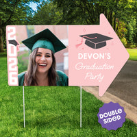 Custom Rose Gold Grad Yard Sign Arrows - 1 Ct