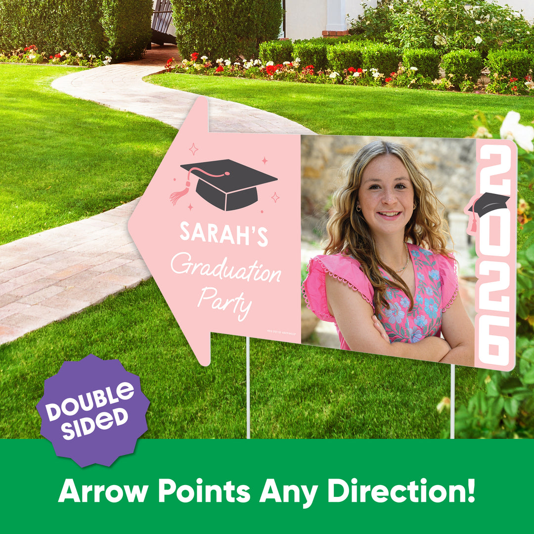 Custom Rose Gold Grad Yard Sign Arrows - 1 Ct